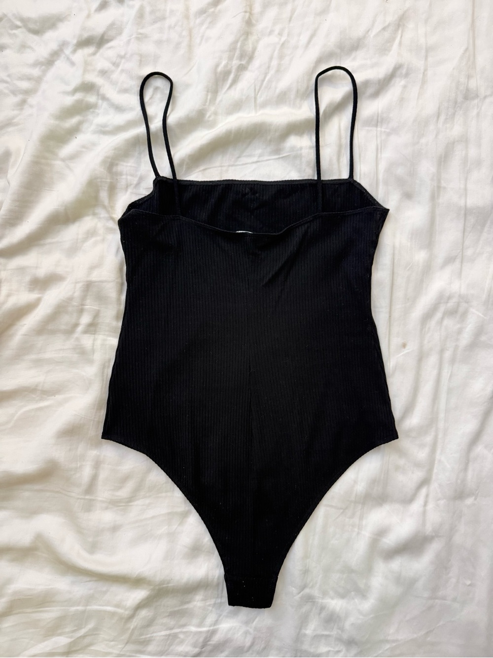 Reformation Black Ribbed Square Neck Bodysuit - Picture 3 of 4